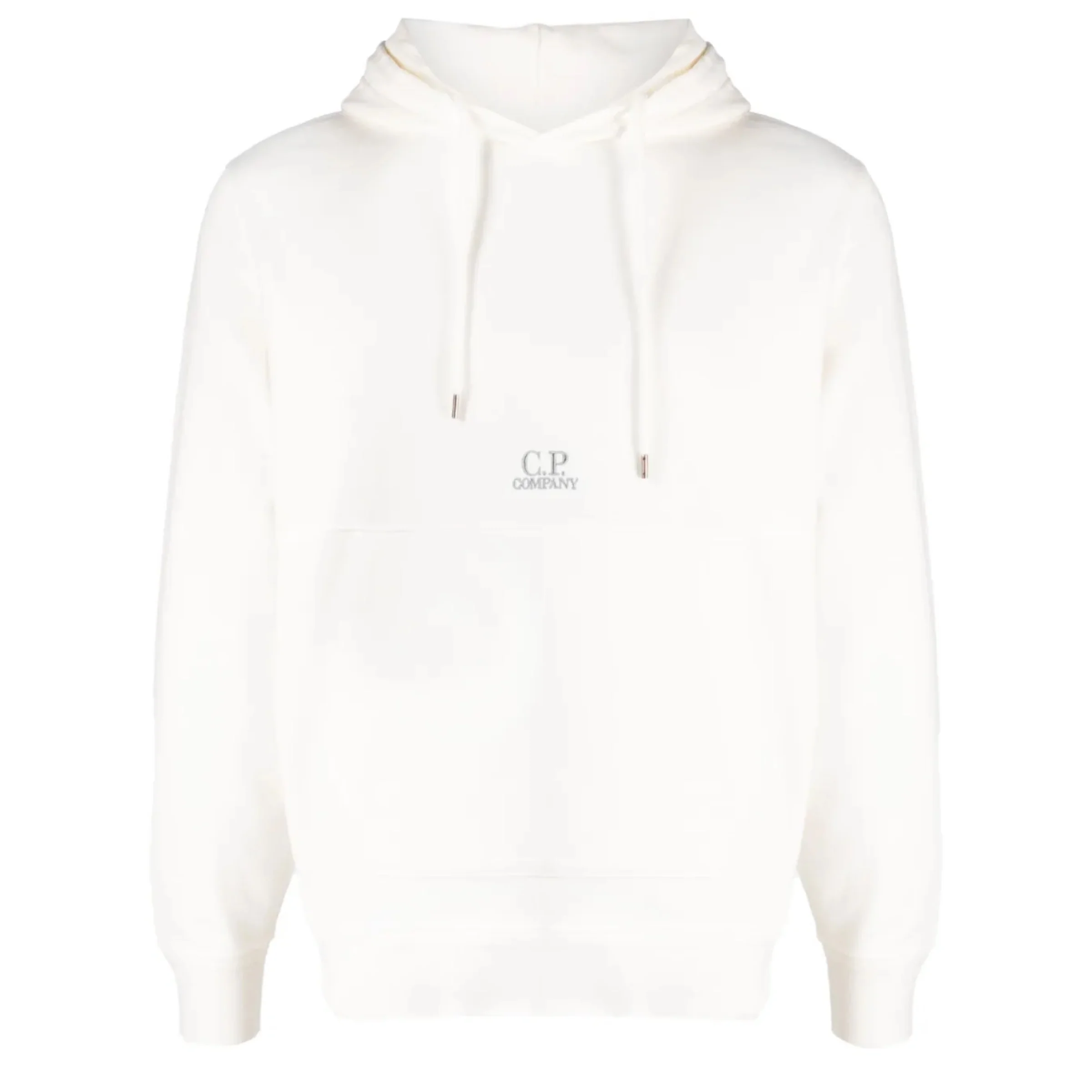 Cp Company 009B Brushed Fleece Resist Dyed Hoodie In White