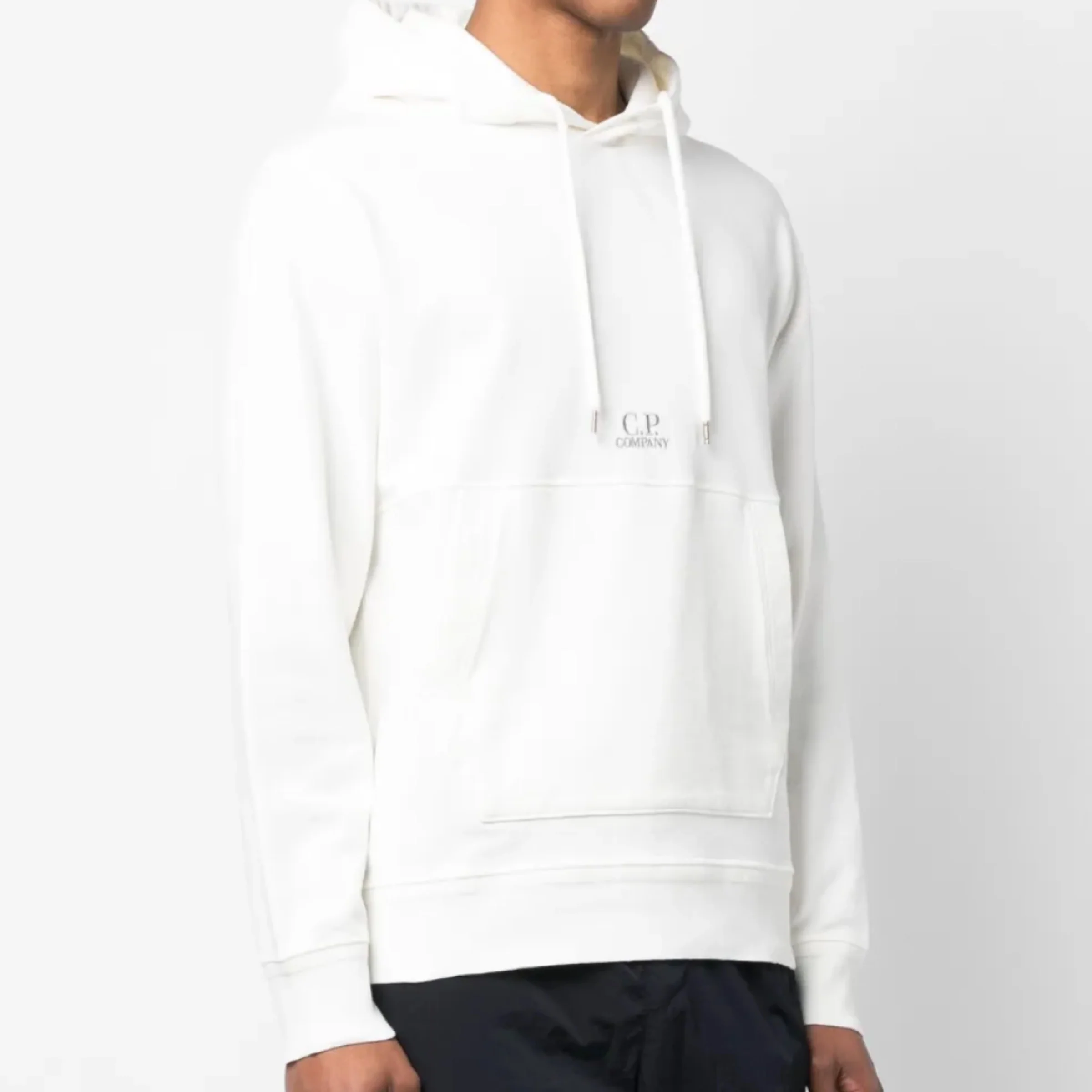 Cp Company 009B Brushed Fleece Resist Dyed Hoodie In White - Image 2