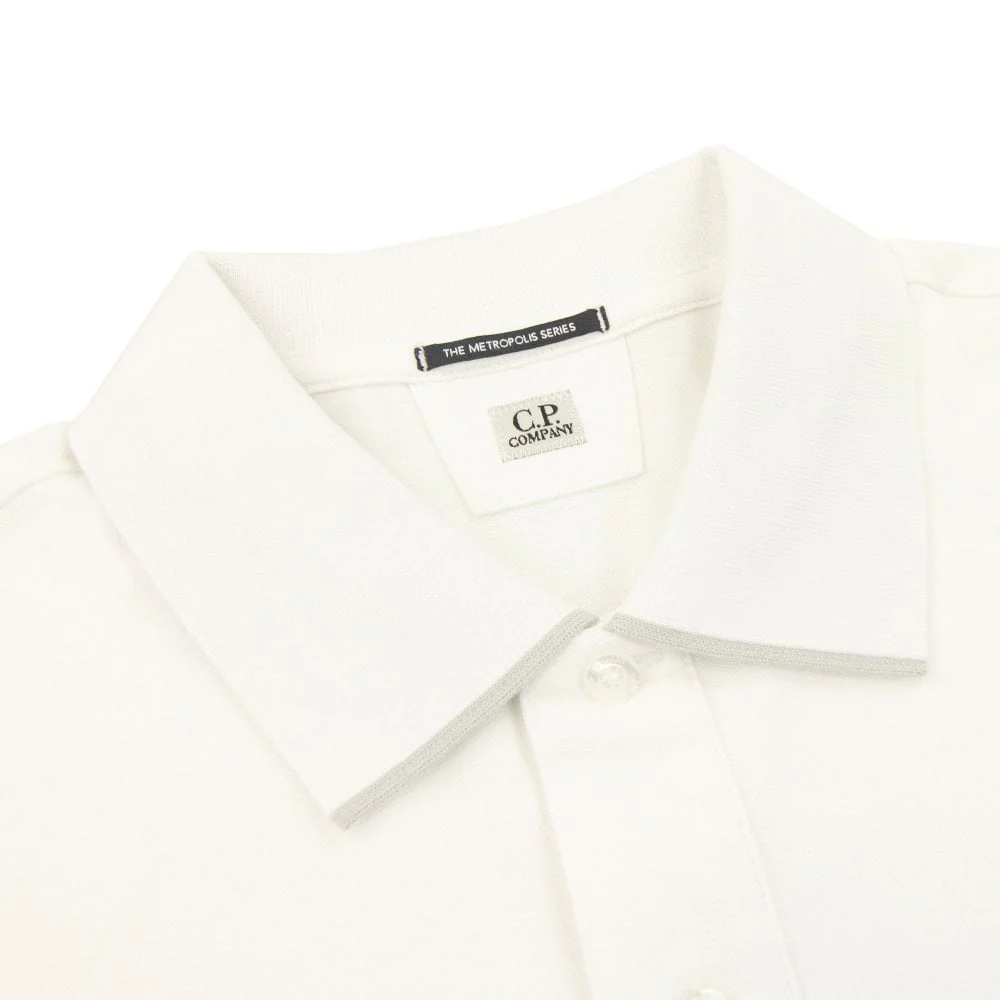 Cp Company 023A Metropolis Series Trim Collar Polo Shirt In White - Image 3