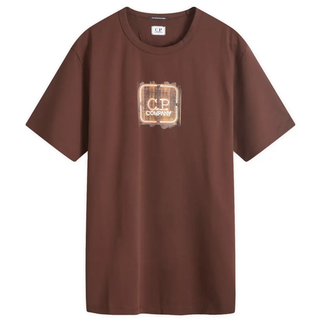 Cp Company 051A Metropolis Graphic Logo T-Shirt In Rum Raisin
