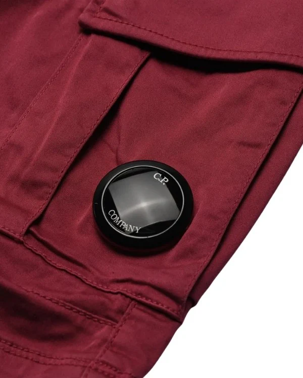 Cp Company 116A Satin Stretch Cargo Shorts In Red Bud - Image 2