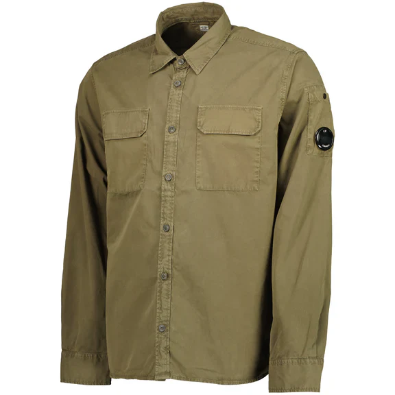 Cp Company 157A Lens Gabardine Shirt Ivy Green - Image 3
