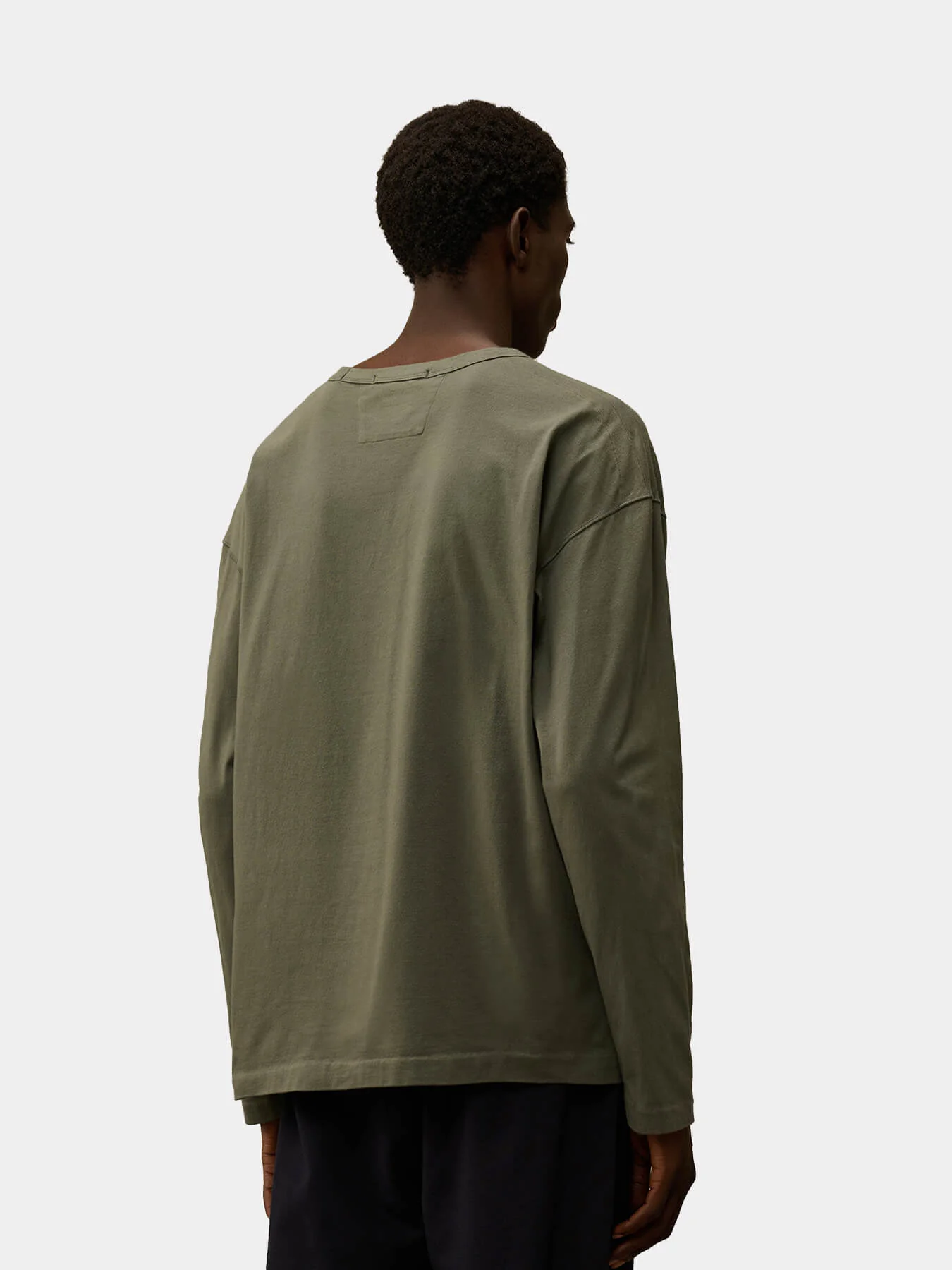 Cp Company 182A Boxy Fit Embroidered Logo Long Sleeve T-Shirt In Grape Leaf - Image 3