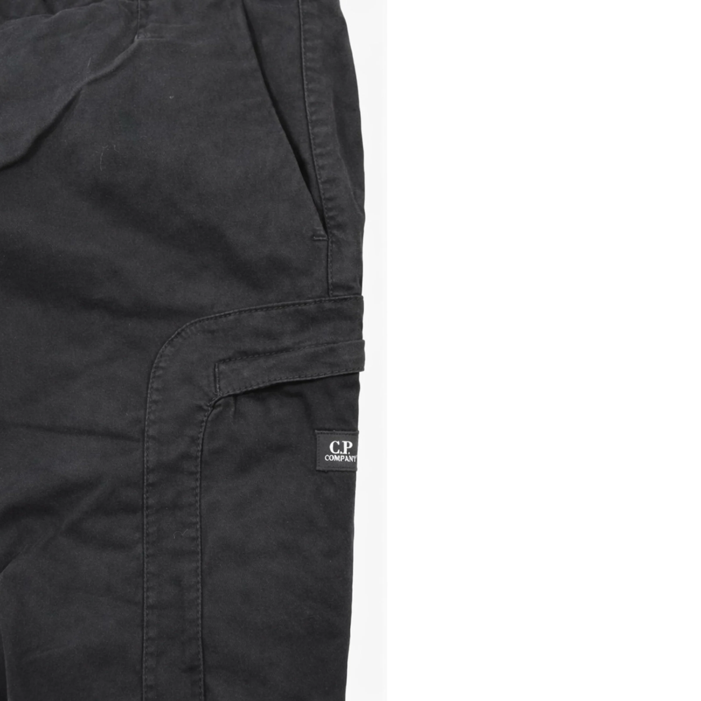 Cp Company 200A Stretch Satin Patch Logo Cargo Pants In Black - Image 3