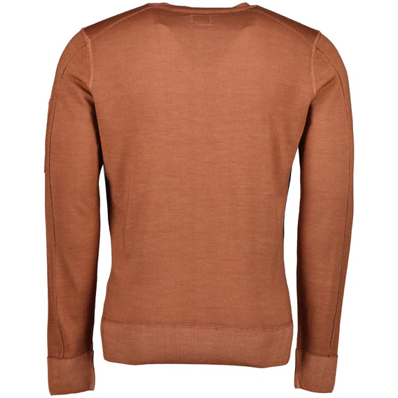 Cp Company 245A Garment Dyed Merino Wool Lens Sweatshirt In Cedar Wood - Image 4