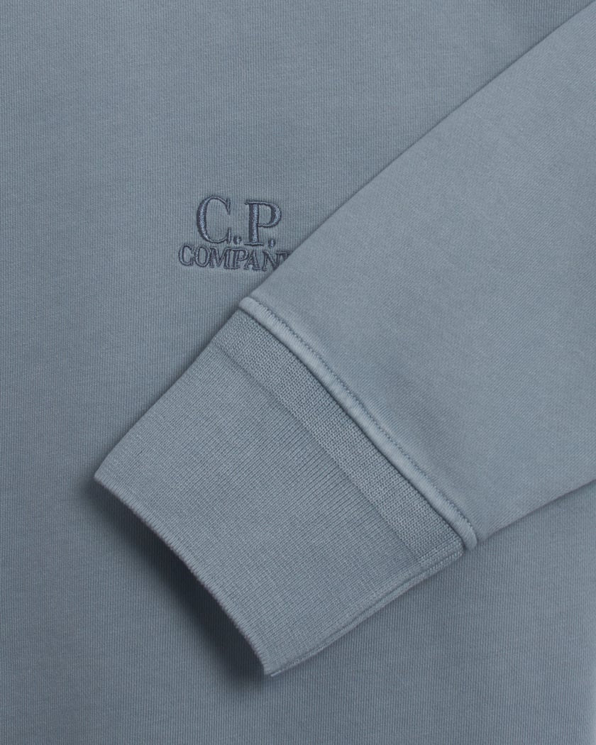 Cp Company Brushed Emerised Resist Dyed Embroidered Logo Sweatshirt In Flint Stone - Image 3