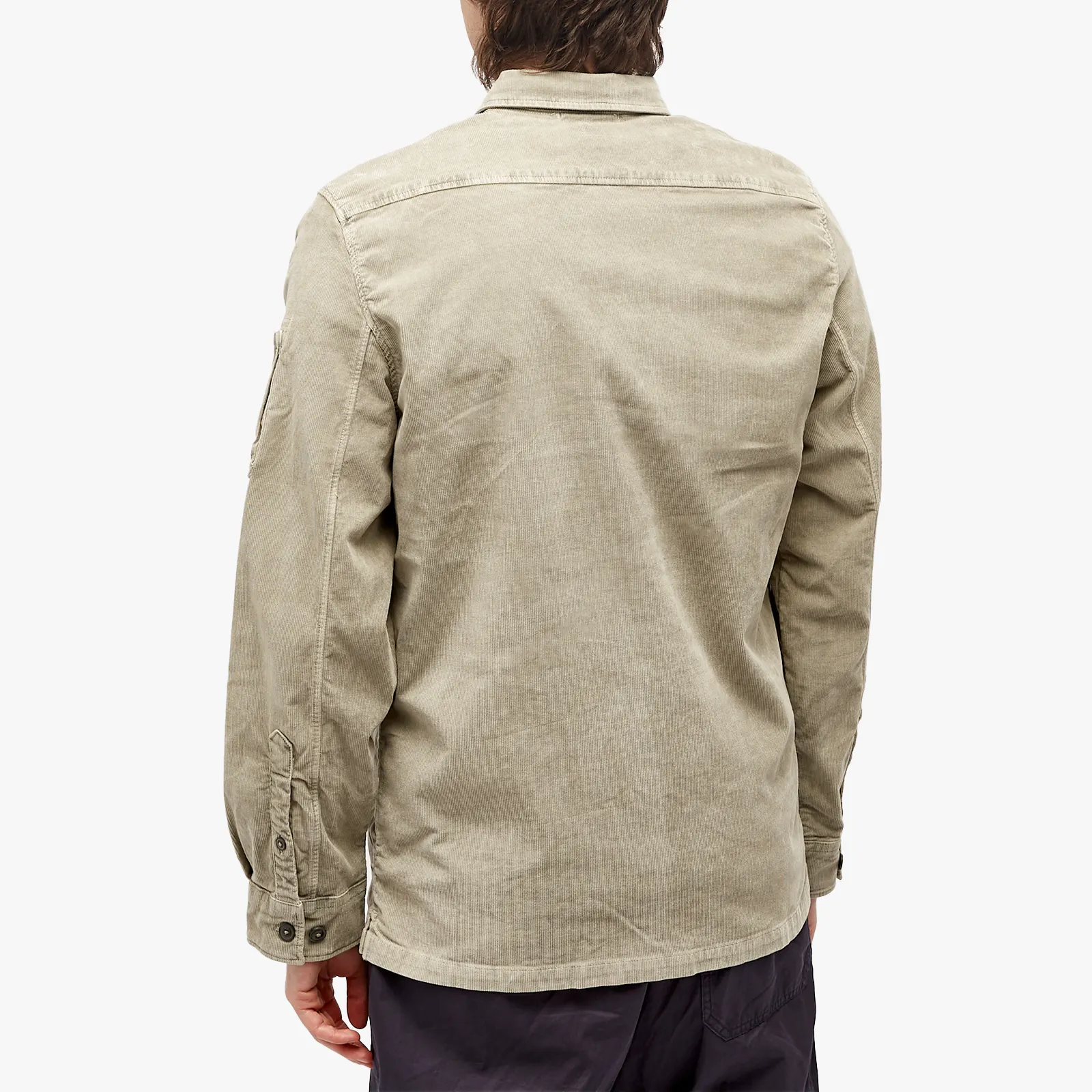 Cp Company Corduroy Button Up Shirt in Silver Sage - Image 3