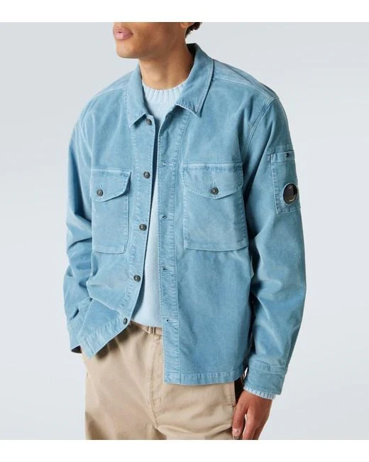Cp Company Corduroy Utility Lens Overshirt In Flint Stone - Image 2