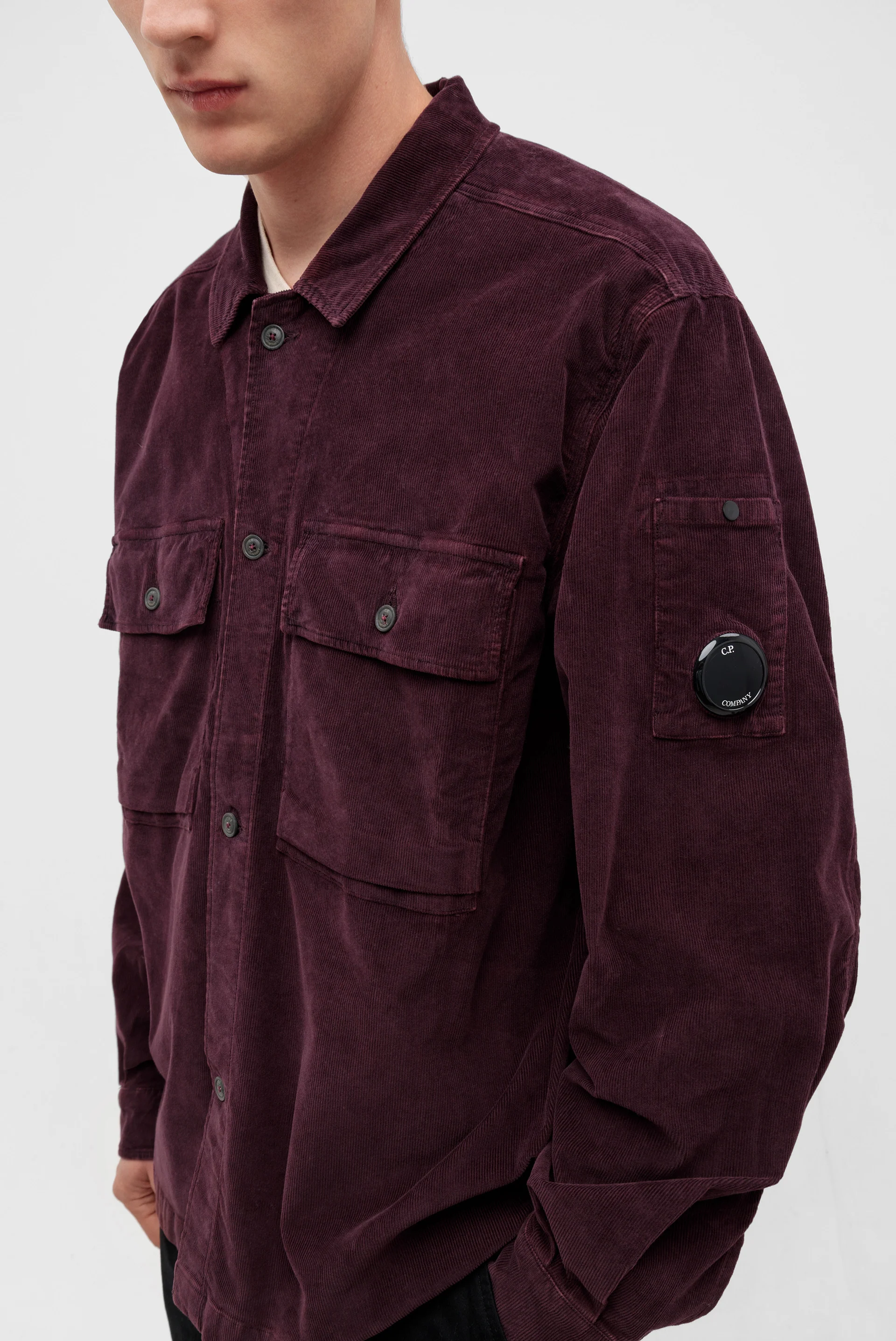 Cp Company Corduroy Utility Lens Overshirt In Potent Purple - Image 4