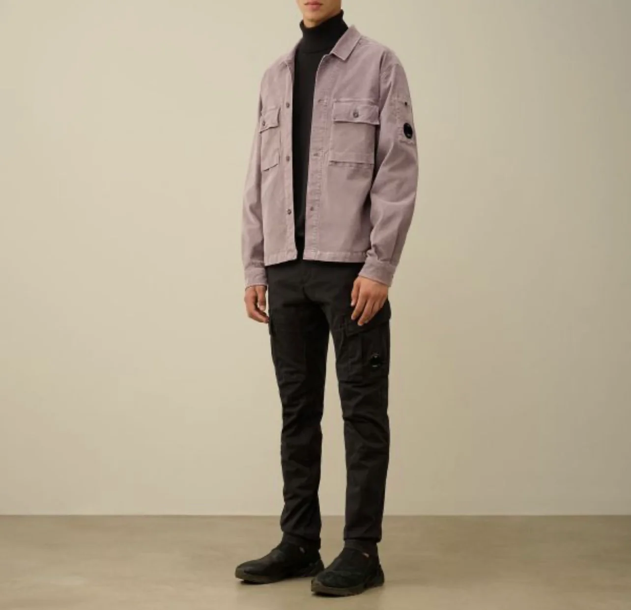 Cp Company Corduroy Utility Lens Overshirt In Purple Dove - Image 2