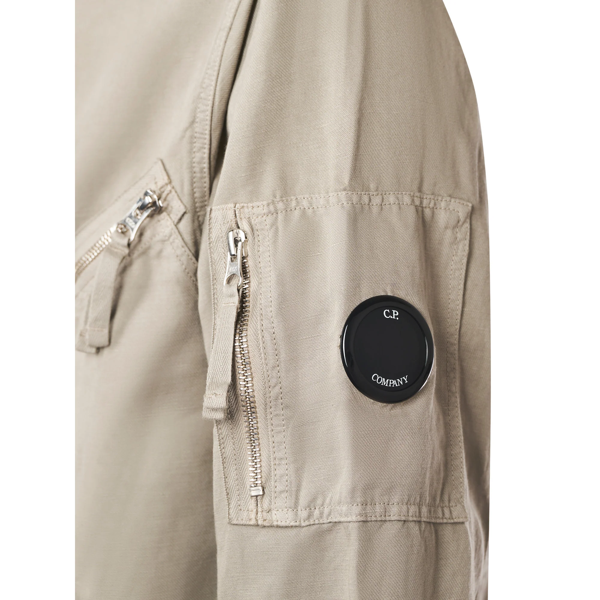 Cp Company Cotton / Linen Lens Overshirt In Vintage Khaki - Image 2