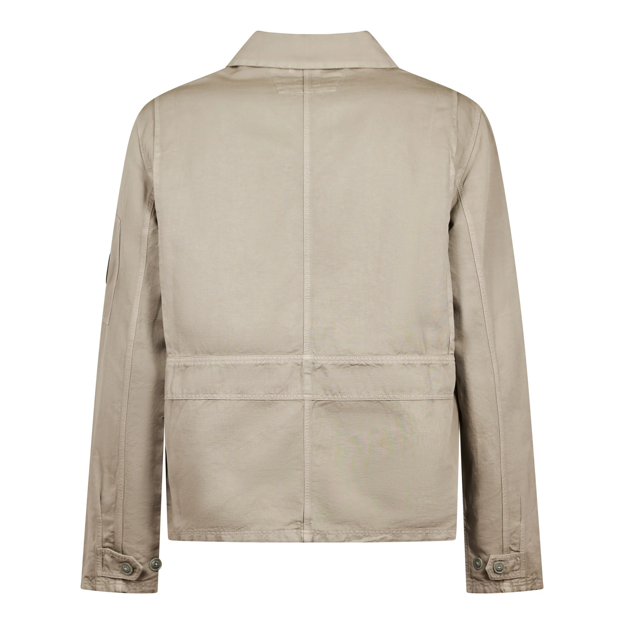 Cp Company Cotton / Linen Lens Overshirt In Vintage Khaki - Image 3
