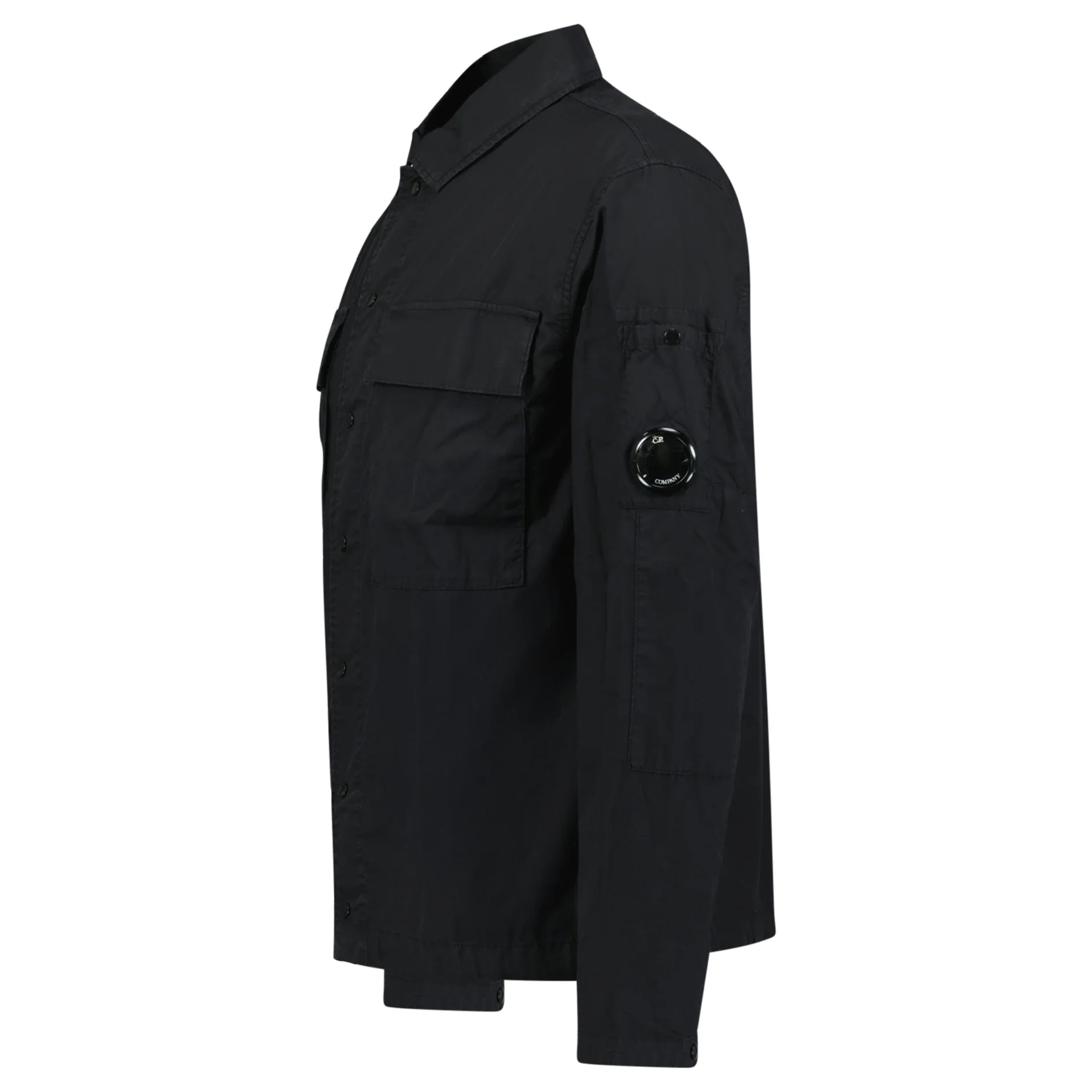 Cp Company Cotton Rip-Stop Lens Overshirt In Black - Image 2