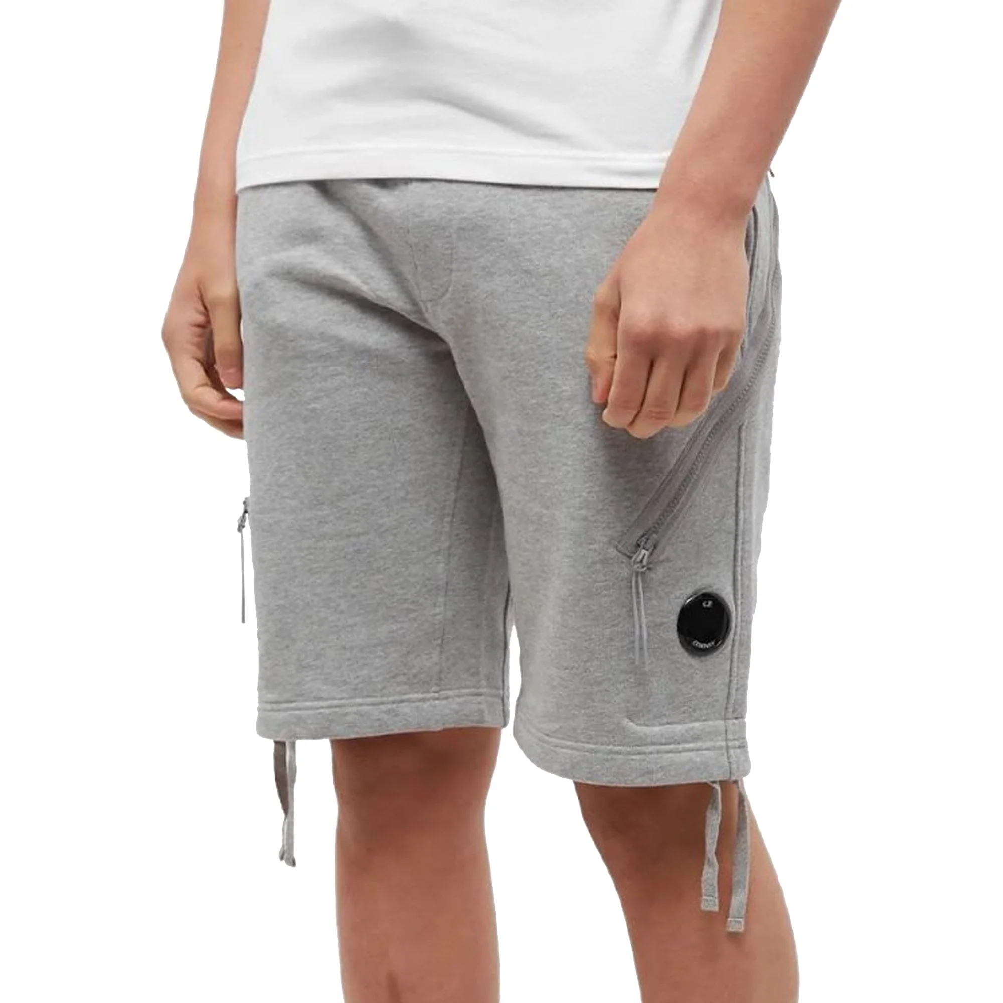 Cp Company Loose Fit Diagonal Raised Fleece Lens Shorts in Grey - Image 2