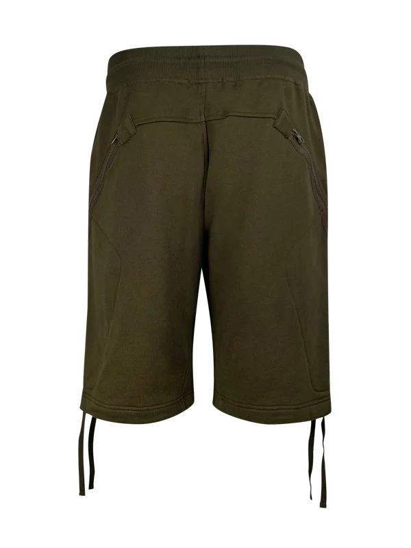 Cp Company Loose Fit Diagonal Raised Fleece Lens Shorts in Ivy Green - Image 3