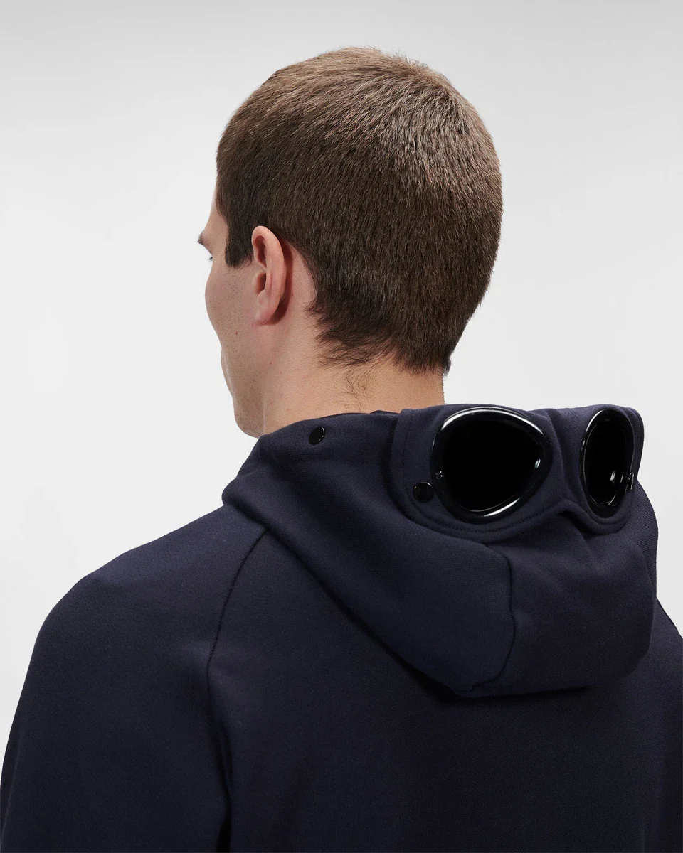 Cp Company Diagonal Raised Goggle Full Zip Hoodie In Navy - Image 4