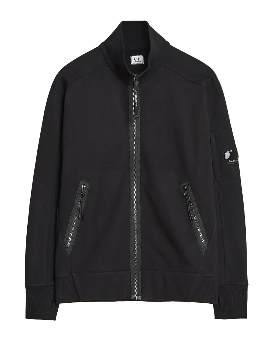 Cp Company Diagonal Raised Lens Full Zip In Black