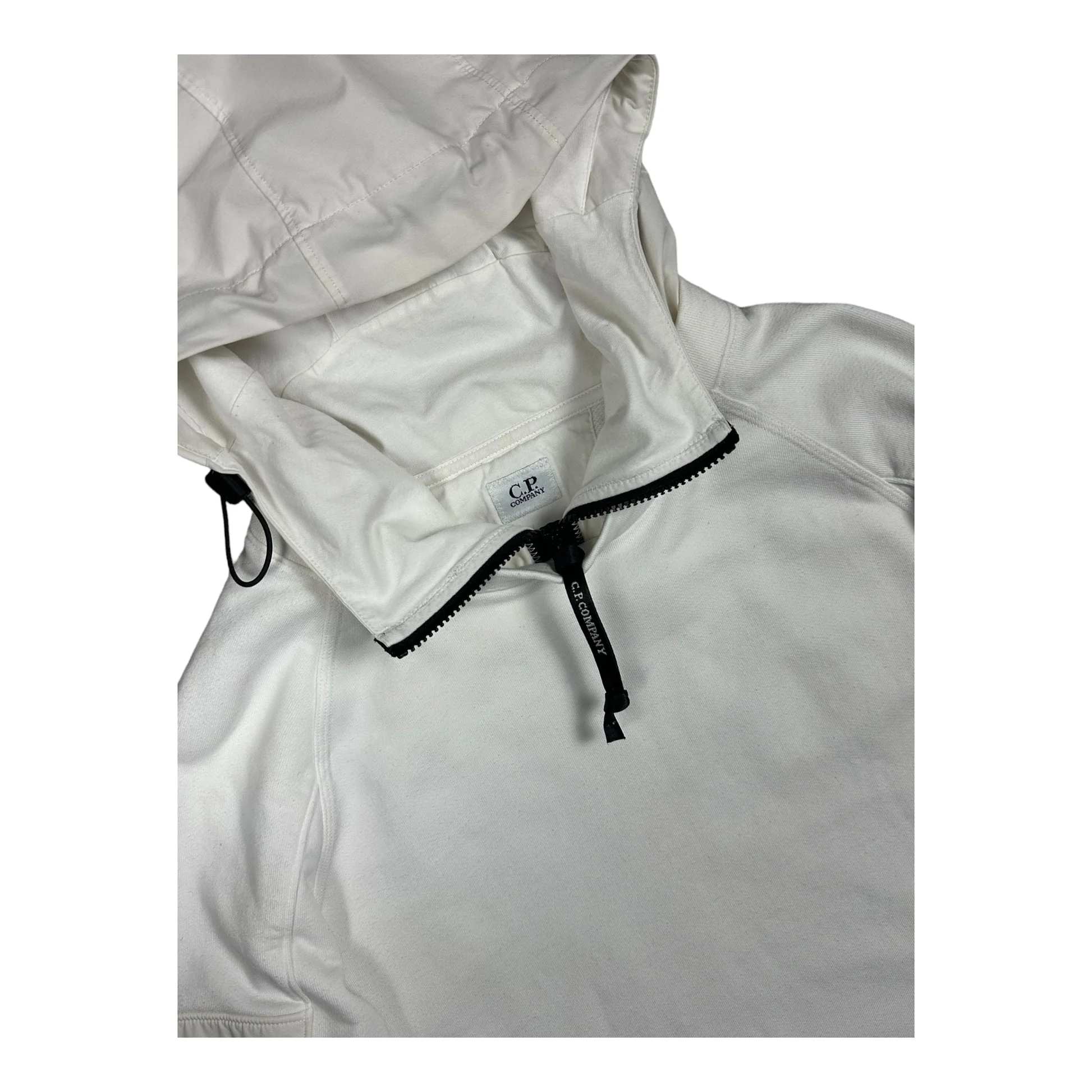 Cp Company Diagonal Raised Mixed Shell Hoodie In White - Image 4