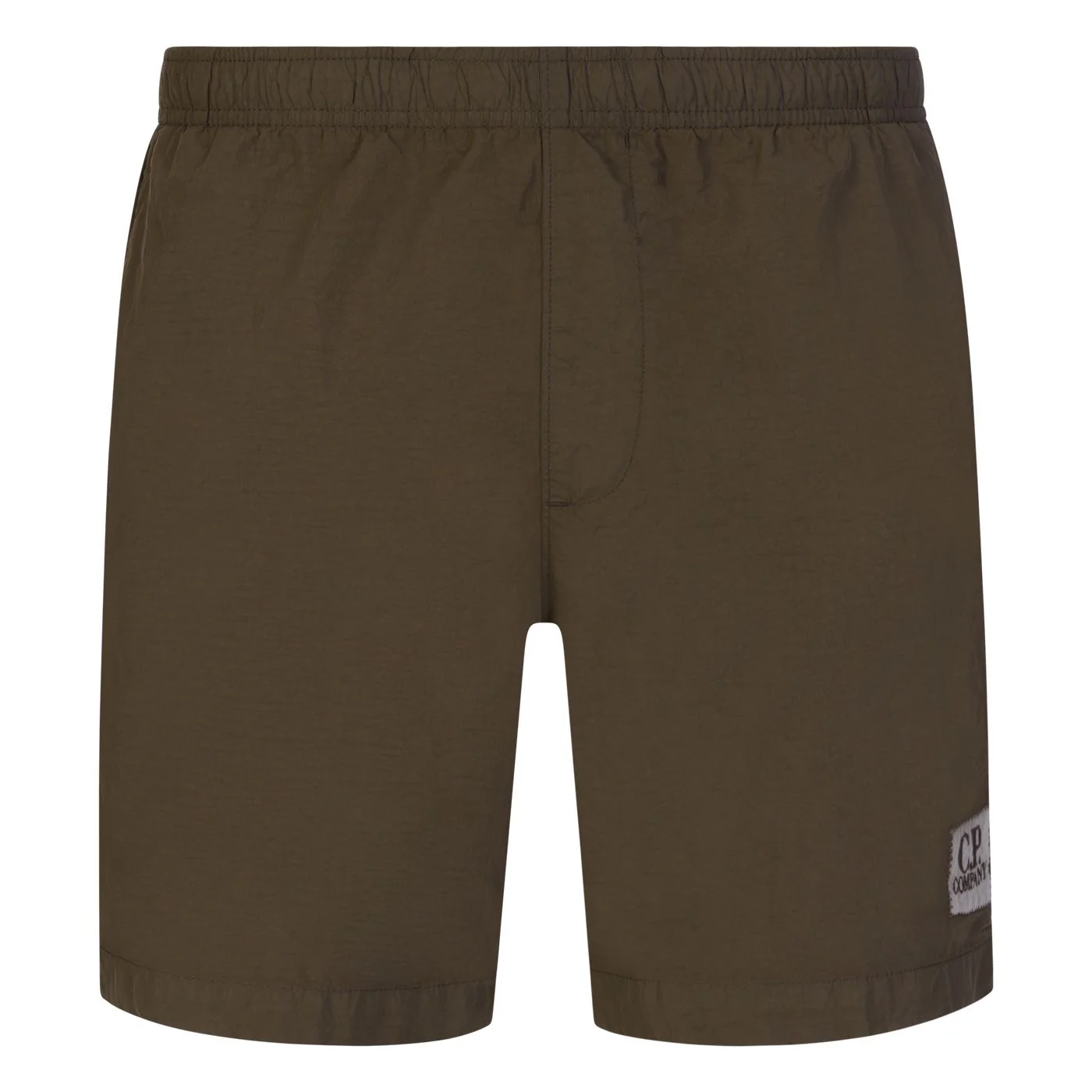 Cp Company Flatt Nylon Stitch Logo Swim Shorts in Ivy Green