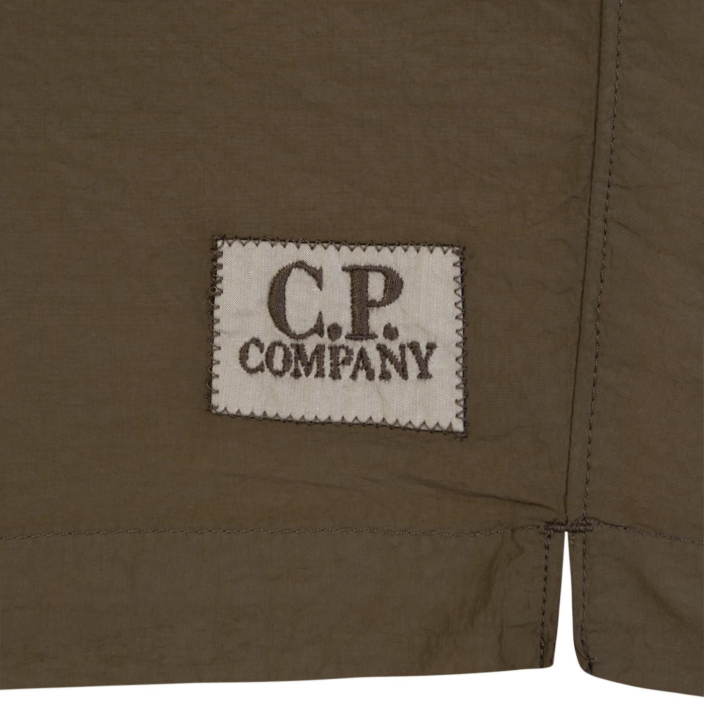 Cp Company Flatt Nylon Stitch Logo Swim Shorts in Ivy Green - Image 2