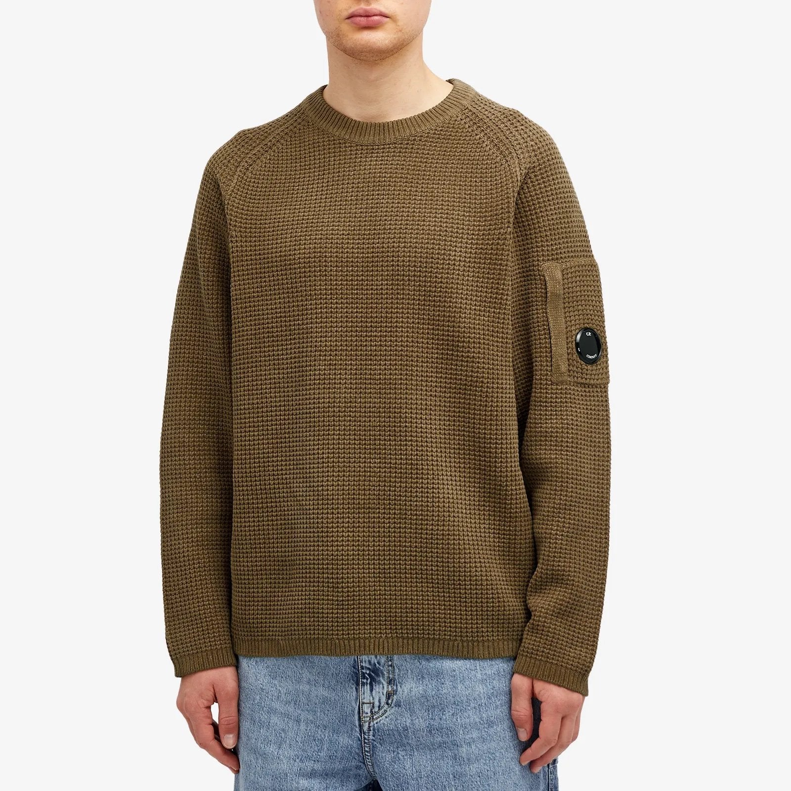 Cp Company Funnel Neck Lens Knit Sweatshirt In Walnut Brown - Image 2