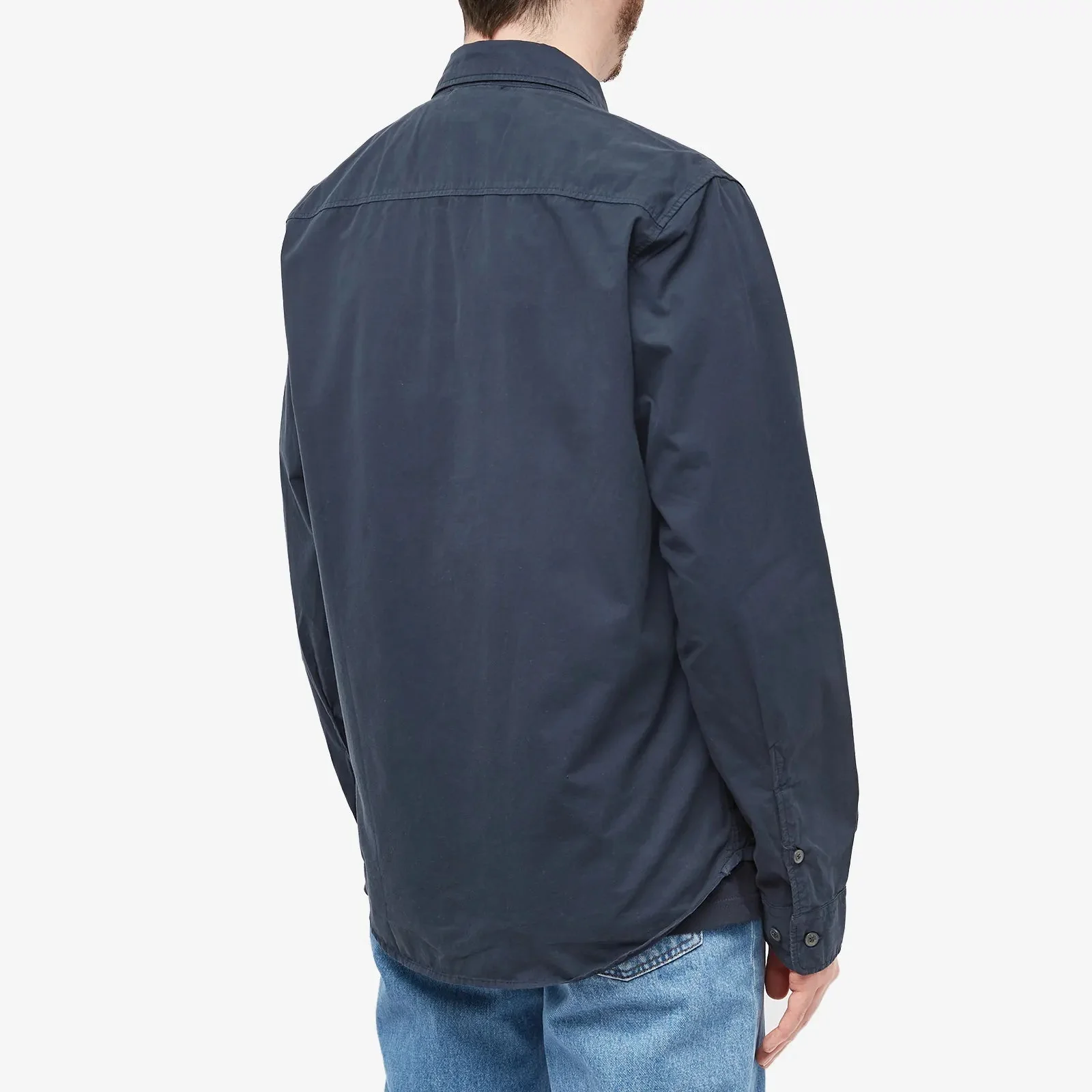 Cp Company Gabardine 158A Full Zip Lens Overshirt In Navy - Image 4