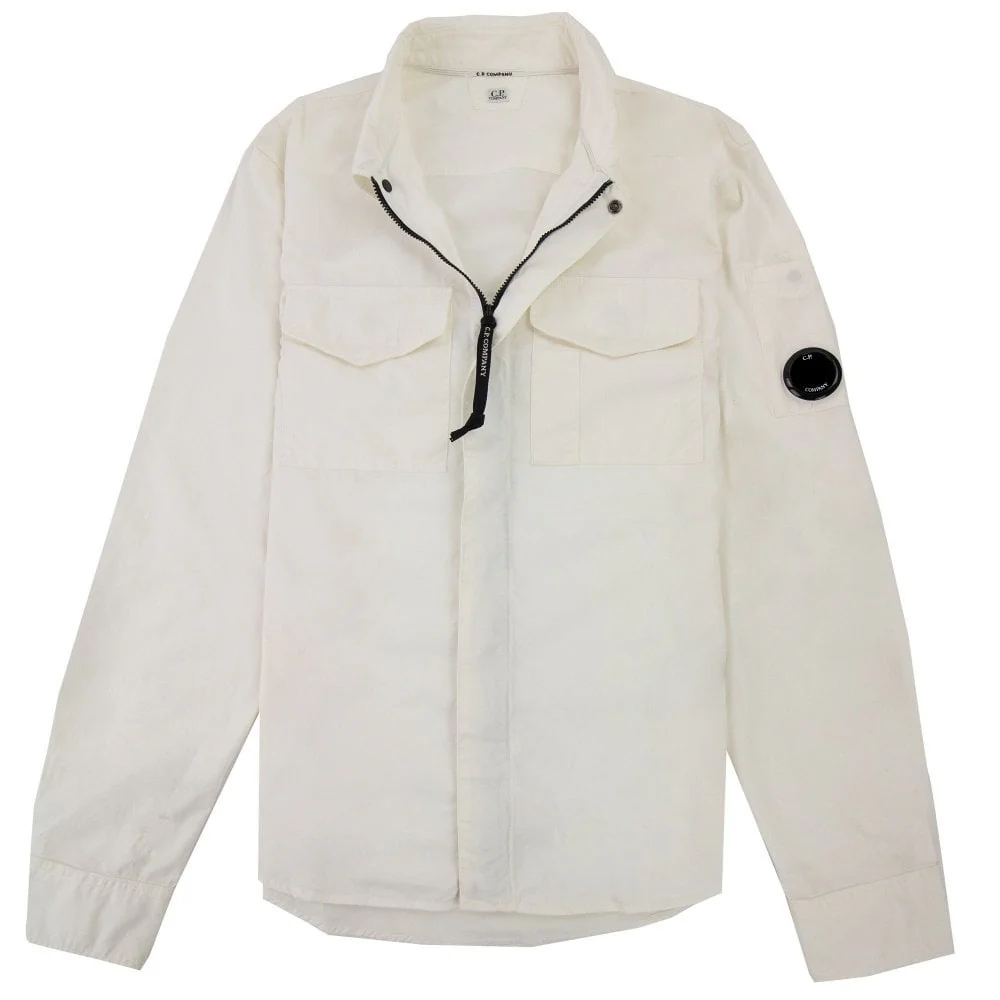 Cp Company Gabardine Lens Shirt In White - Image 3