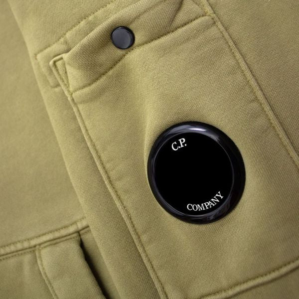 Cp Company Garment Dyed Overhead Lens Hoodie In Green Olive - Image 2