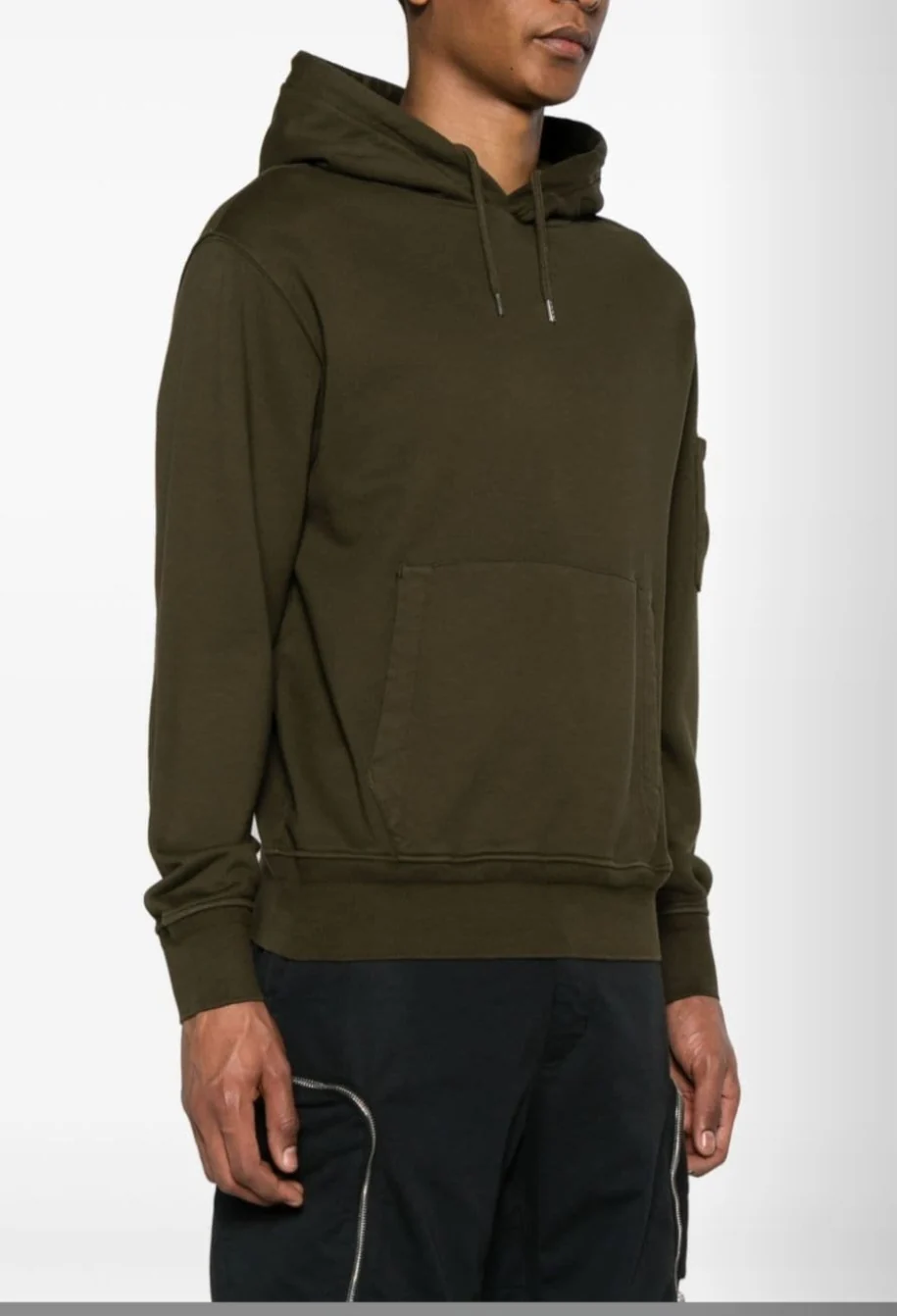 Cp Company Garment Dyed Overhead Lens Hoodie In Ivy Green - Image 2