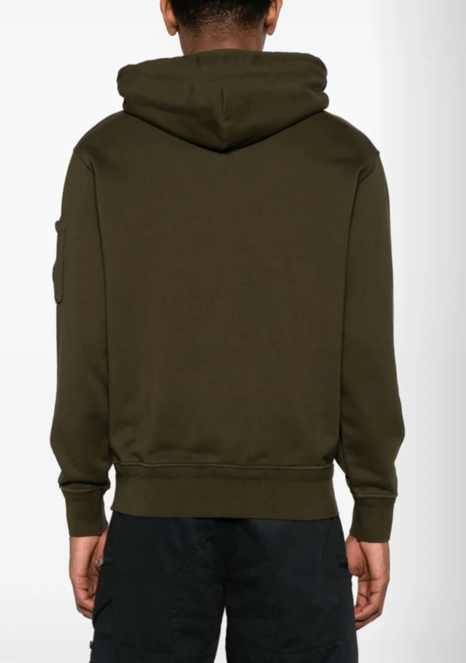 Cp Company Garment Dyed Overhead Lens Hoodie In Ivy Green - Image 3
