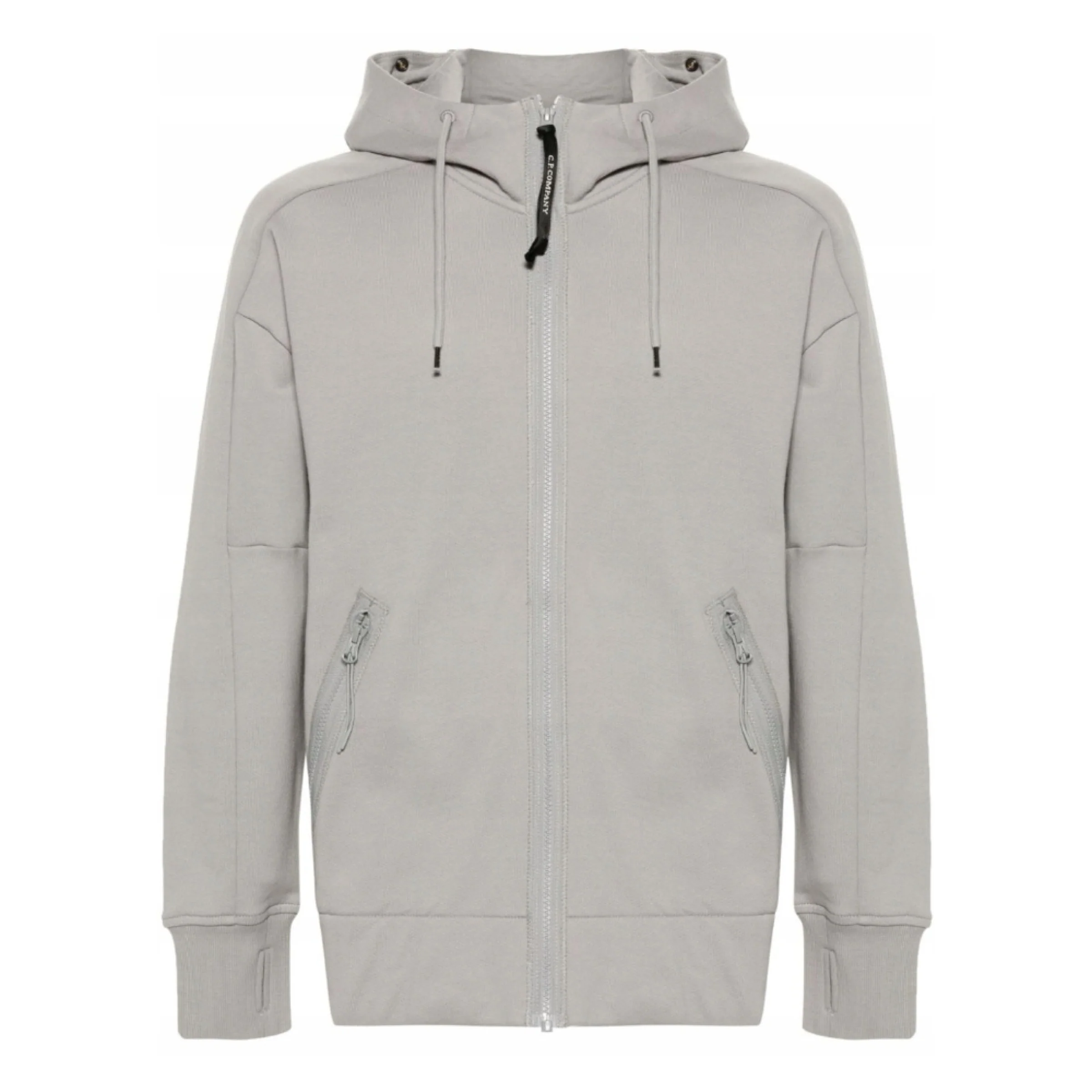 Cp Company Goggle Full Zip Hoodie In Drizzle Grey