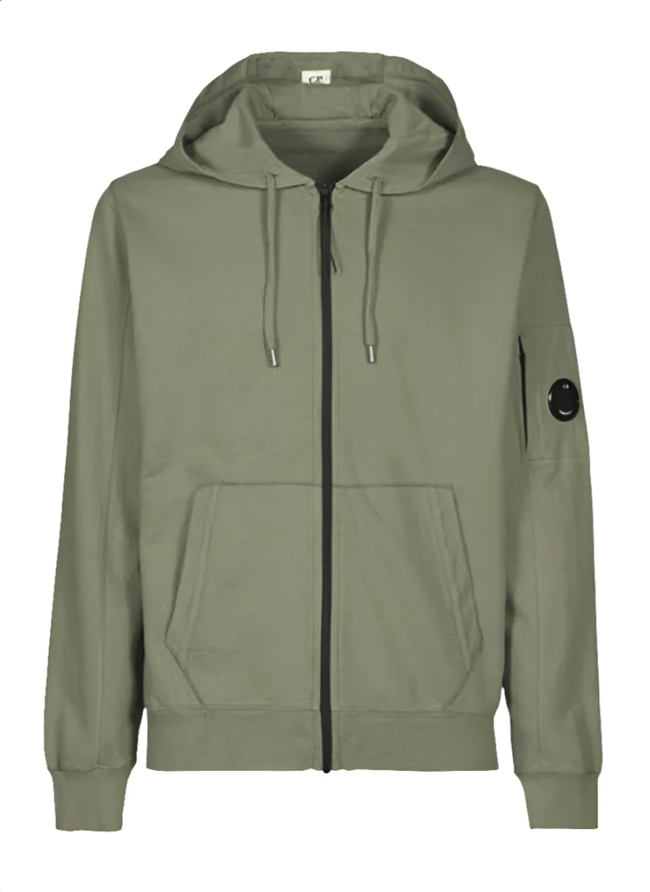 Cp Company Hooded Lens Full Zip In Bronze Green