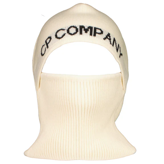 Cp Company Knitted Big Logo Balaclava in White