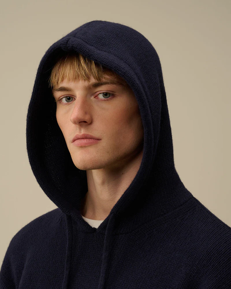 Cp Company Lambswool Grs Boxy Hooded Knit In Navy - Image 5