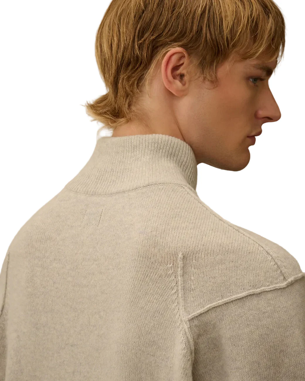 Cp Company Lambswool Grs Half Zip Knit In Off White Melange - Image 5