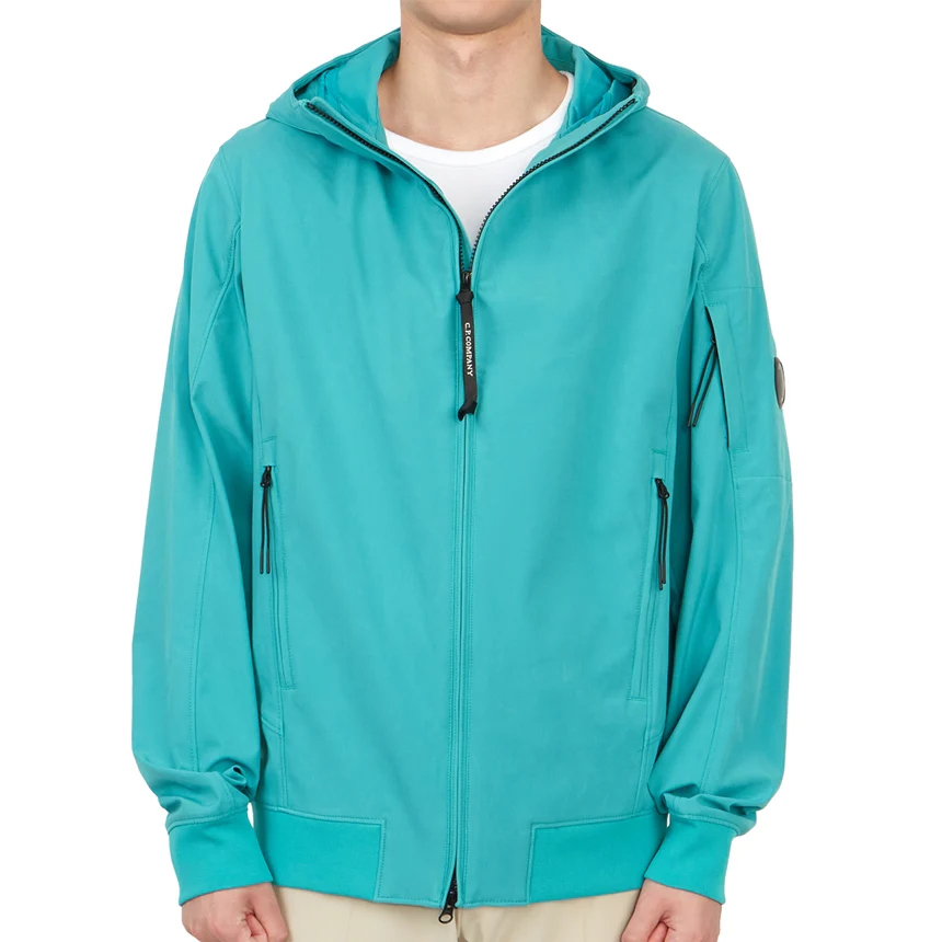 Cp Company Lens S/S Soft Shell Jacket In Tile Blue - Image 4