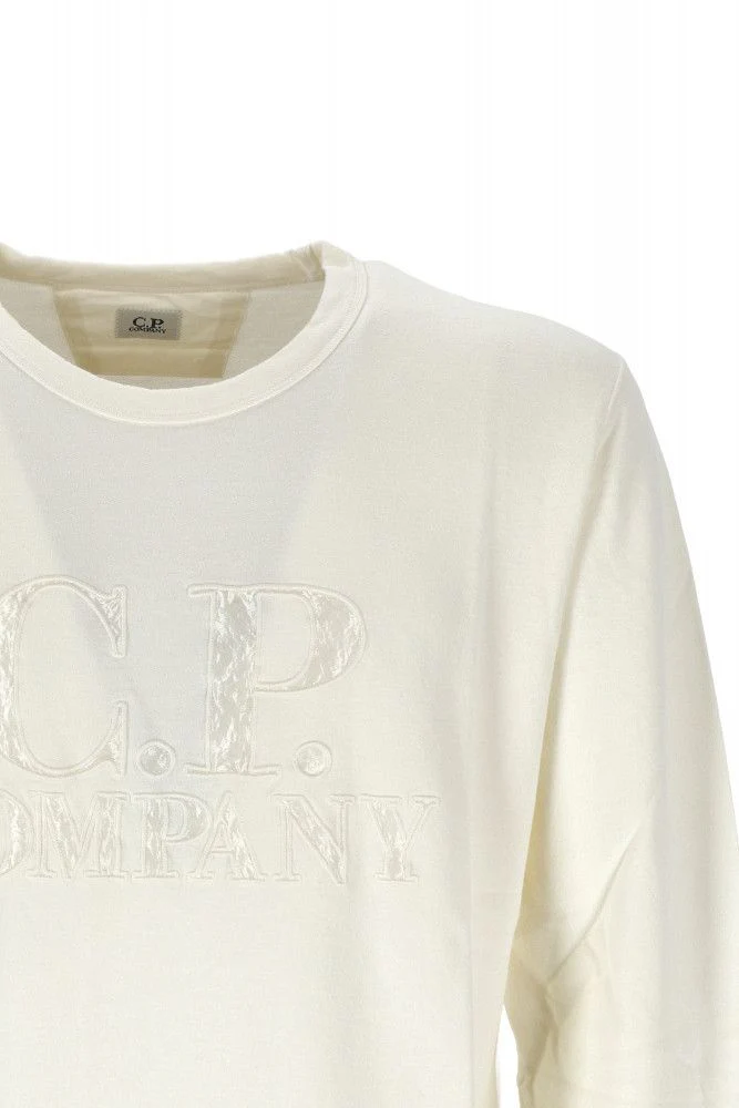 Cp Company Light Fleece Embroidered Big Logo Sweatshirt in White - Image 2