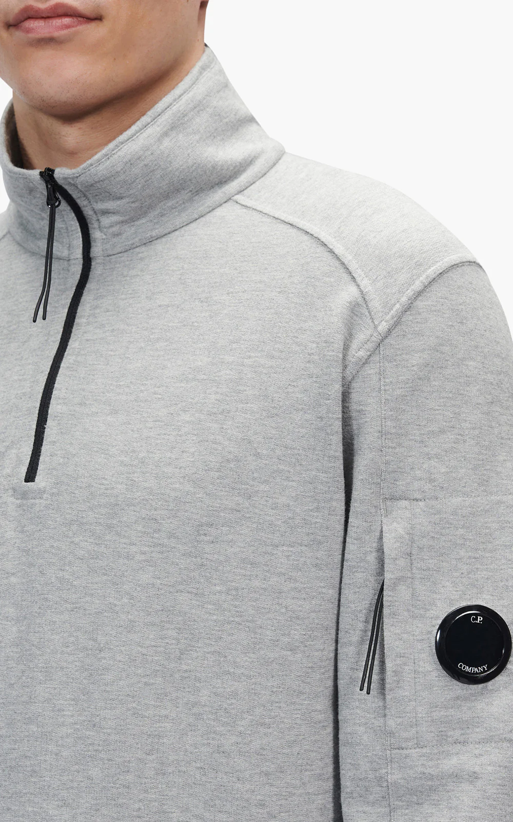 Cp Company Light Fleece Lens Quarter Zip In Grey - Image 3