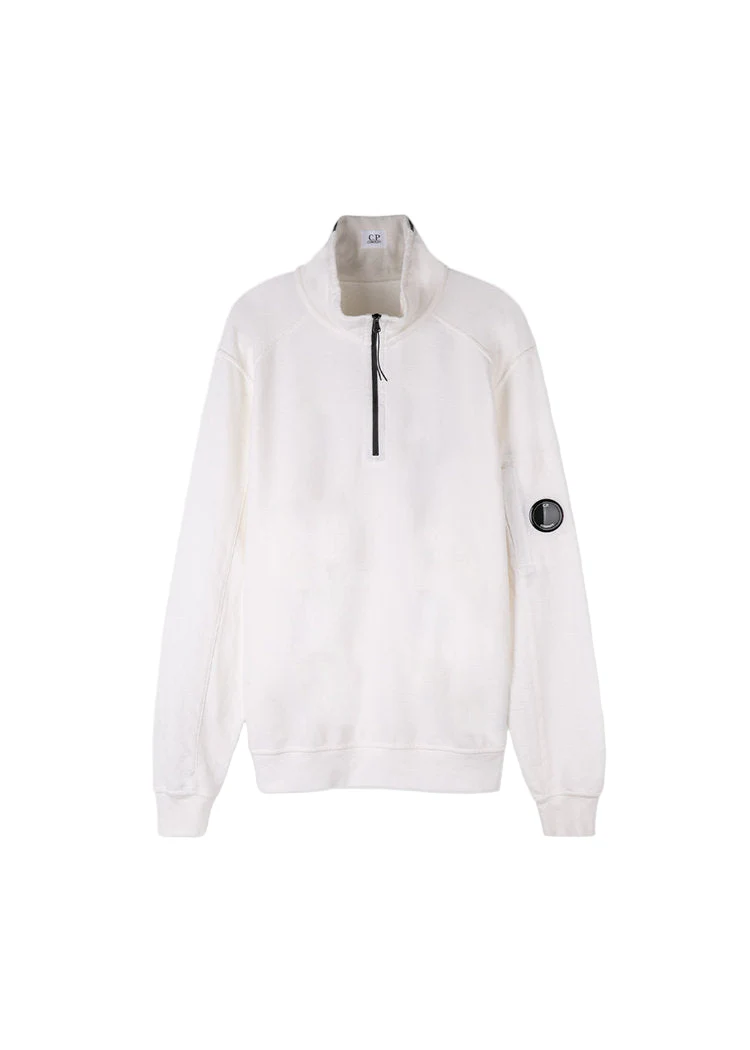 Cp Company Light Fleece Lens Quarter Zip In White