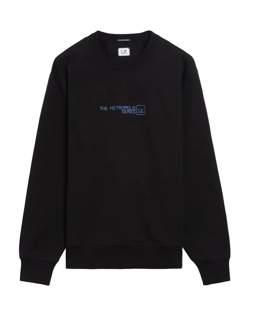 Cp Company Metropolis Front/Back Logo Sweatshirt In Black