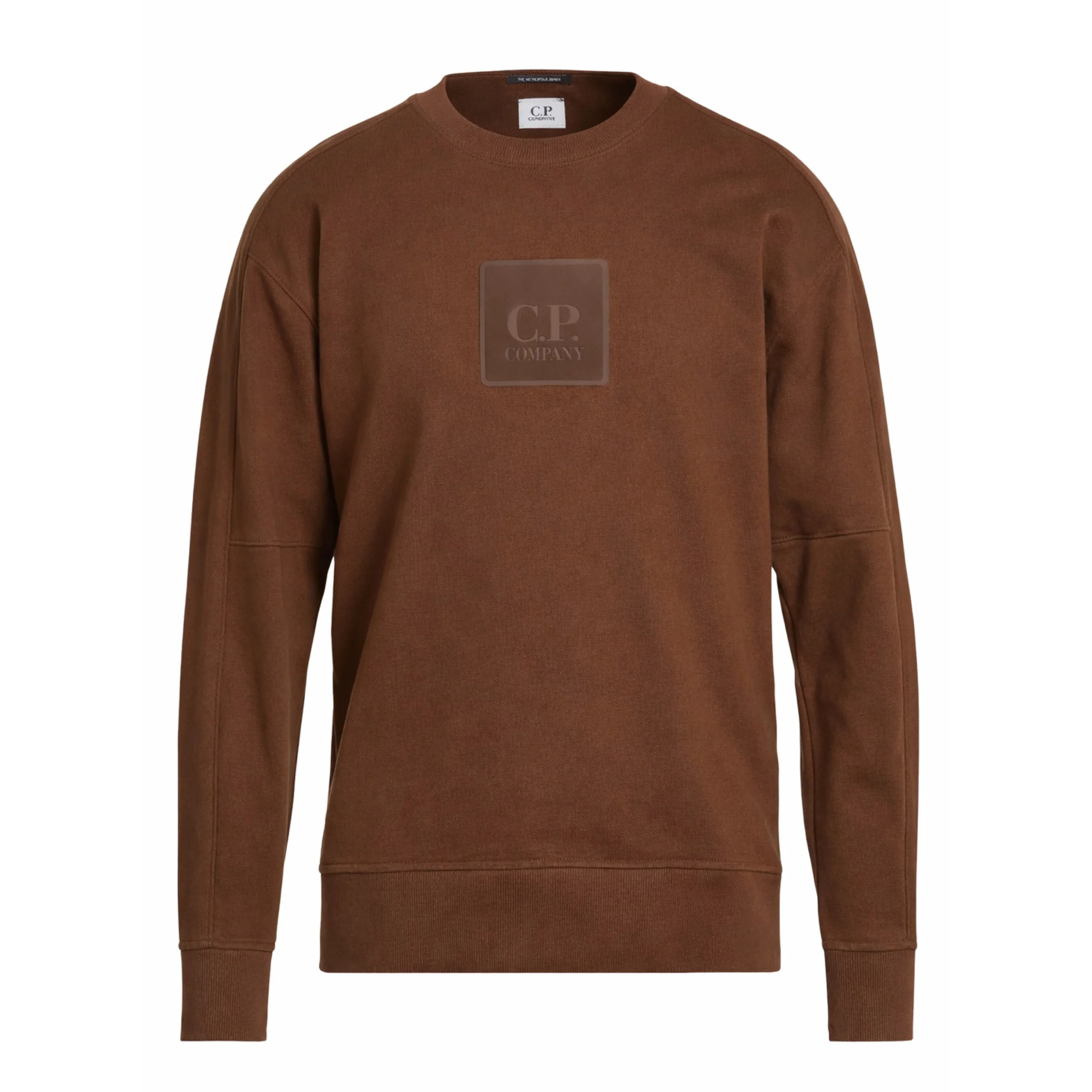Cp Company Metropolis Rubber Logo Sweatshirt In Brown