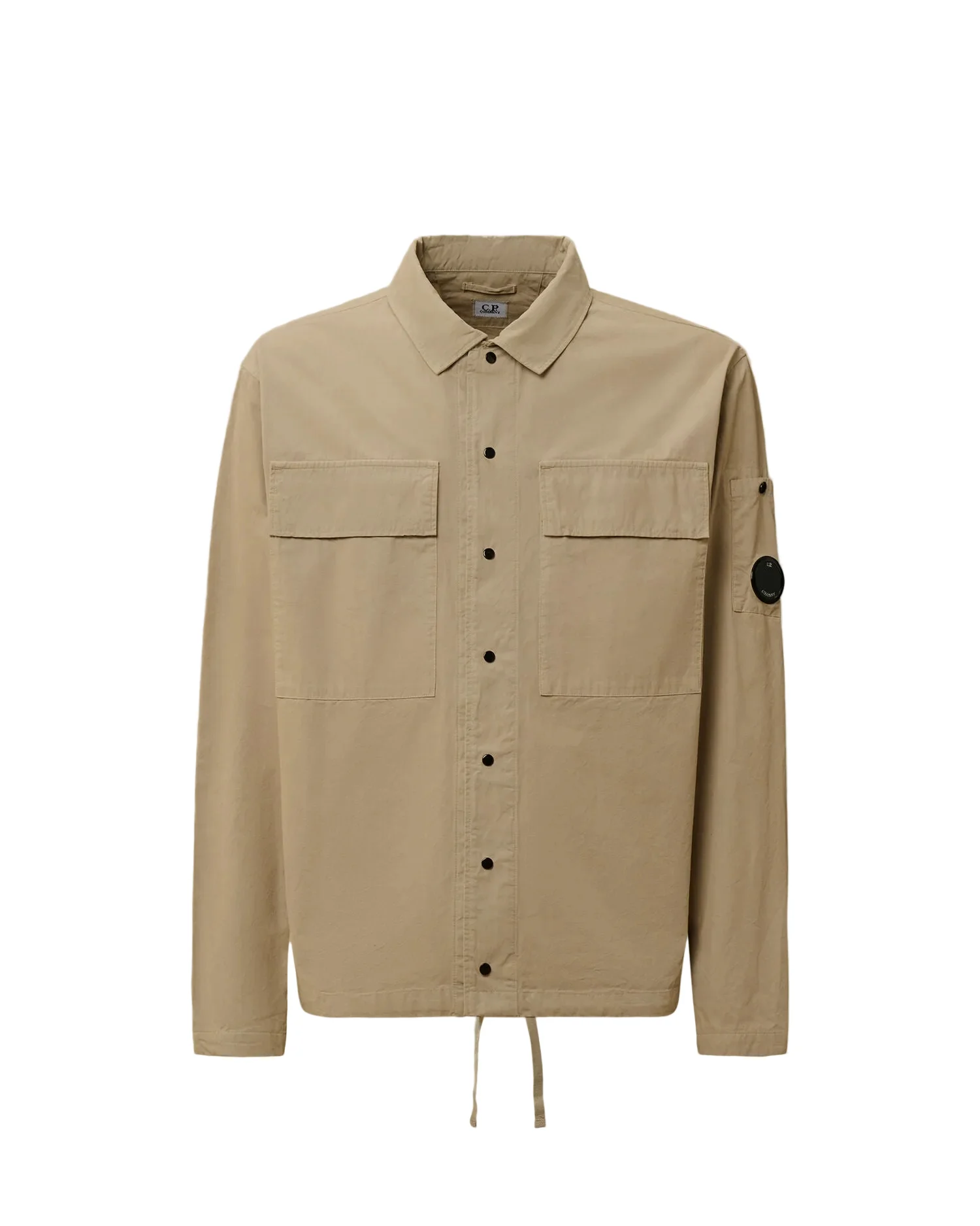 Cp Company Microreps Peached Lens Overshirt In London Fog Grey