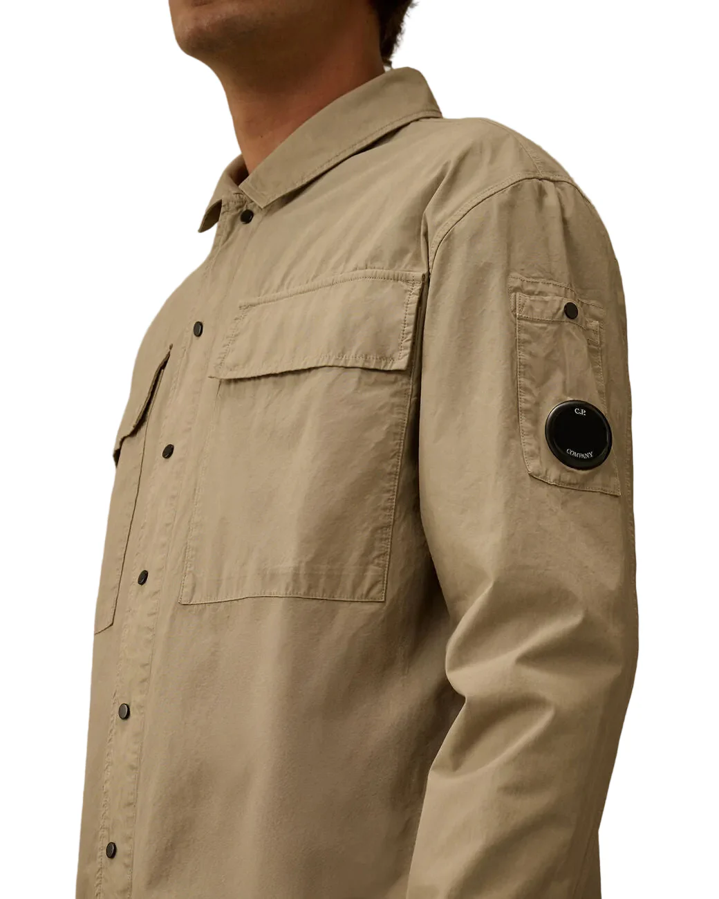 Cp Company Microreps Peached Lens Overshirt In London Fog Grey - Image 2