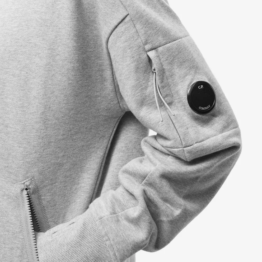 Cp Company Quarter Zip Collar Sweatshirt In Grey M93 - Image 3