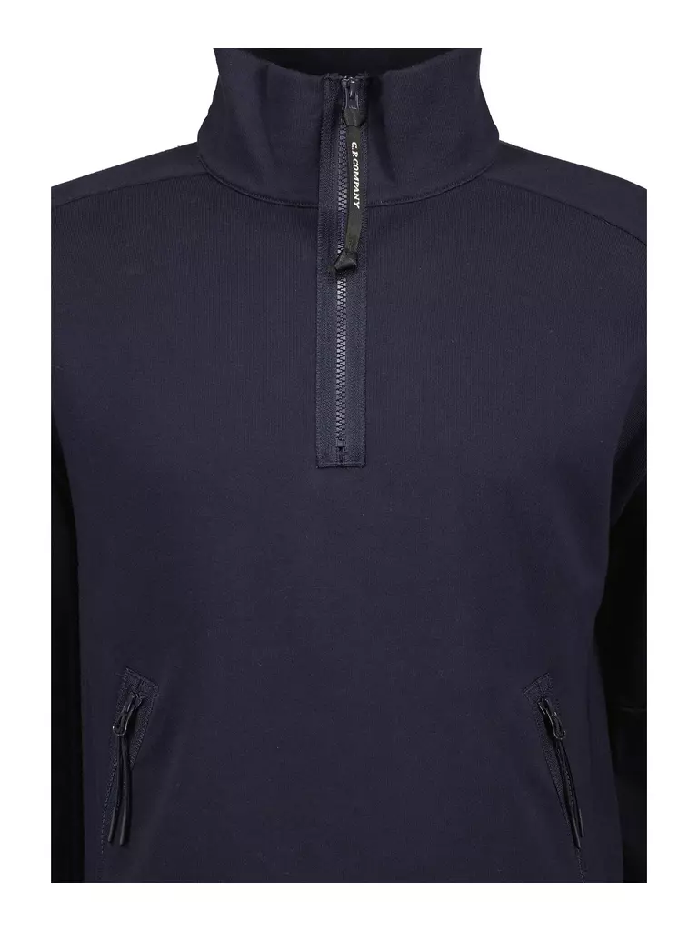Cp Company Quarter Zip Collar Sweatshirt In Navy - Image 2