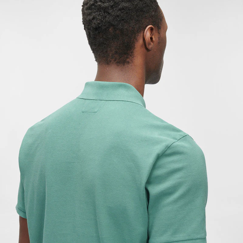 Cp Company Resist Dyed Regular Fit Short Sleeve Polo 140A In Frosty Green - Image 3