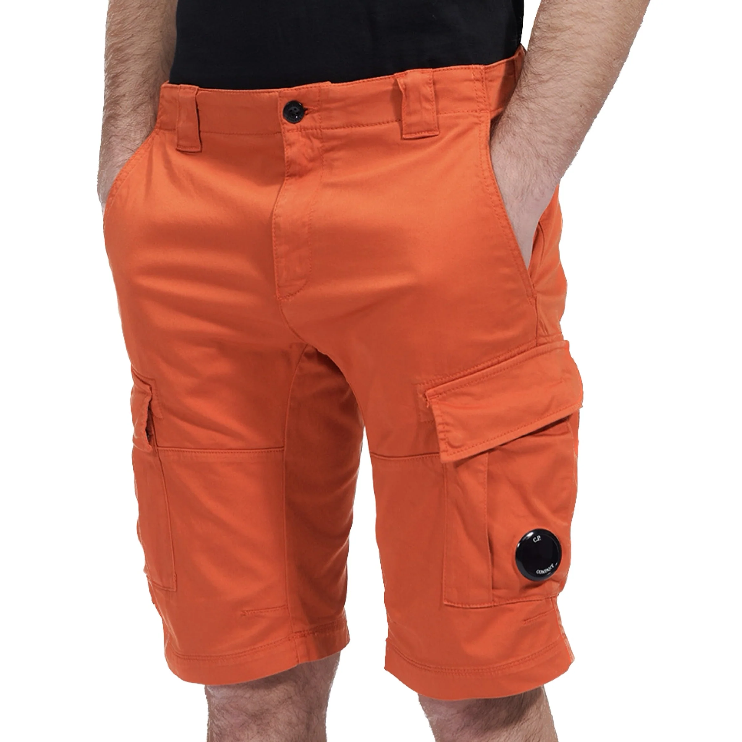 Cp Company Satin Stretch Lens Cargo Shorts Harvest Pumpkin - Image 2