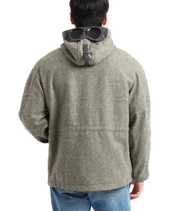 Cp Company Shetland Twill Hooded Goggle Jacket In Grey - Image 4