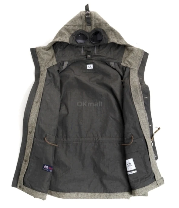 Cp Company Shetland Twill Hooded Goggle Jacket In Grey - Image 9
