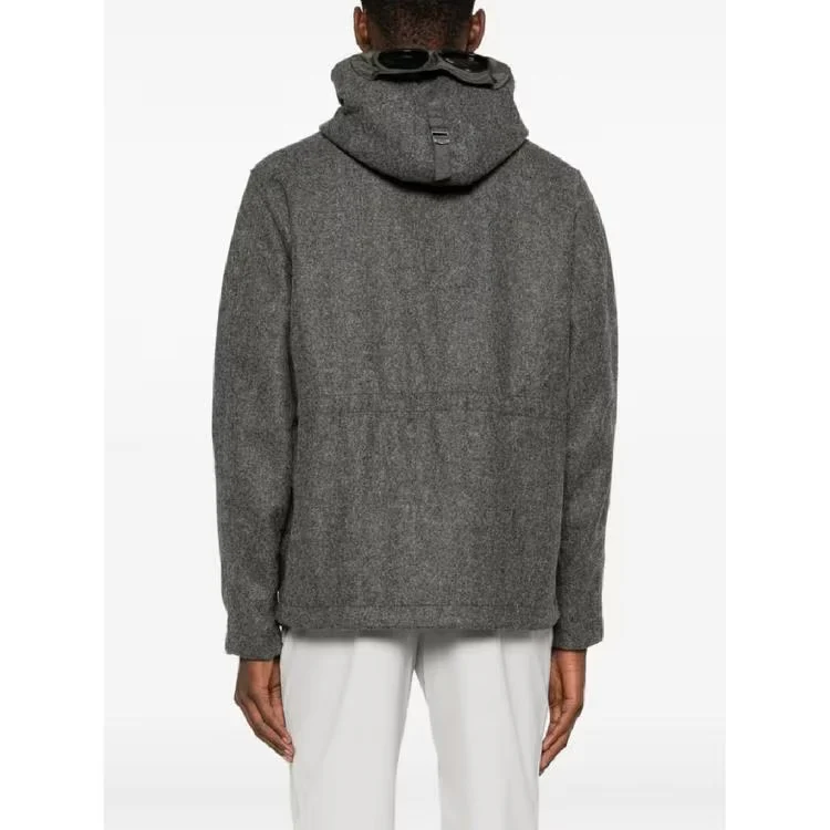 Cp Company Shetland Twill Hooded Goggle Jacket In Grey M97 - Image 3